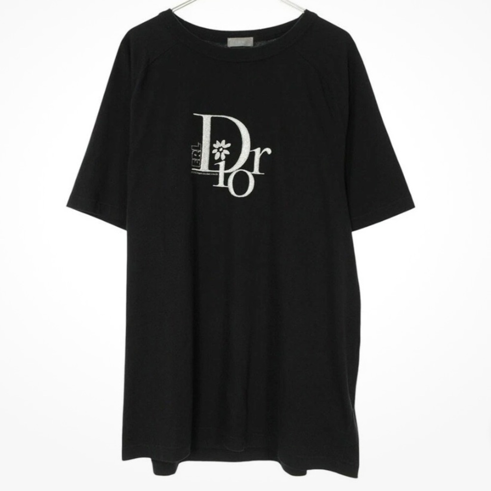 Dior Short Sleeve Tee in Black with Gold Accent
